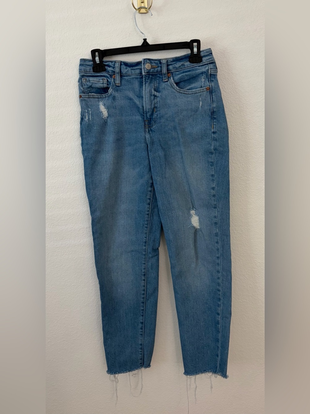 Old Navy OG Straight High Rise Light Blue Distressed Jeans Size 4